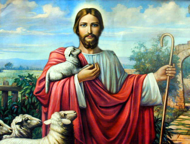 Jesus Holding Lamb — Red