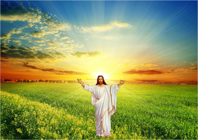 Jesus in a Field — Green, Serene, Divine