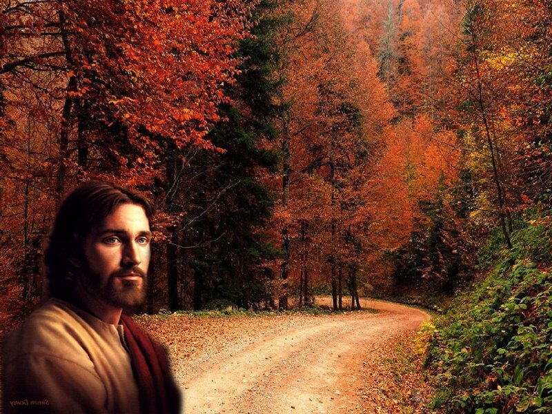 Jesus in Autumn Forest — Orange