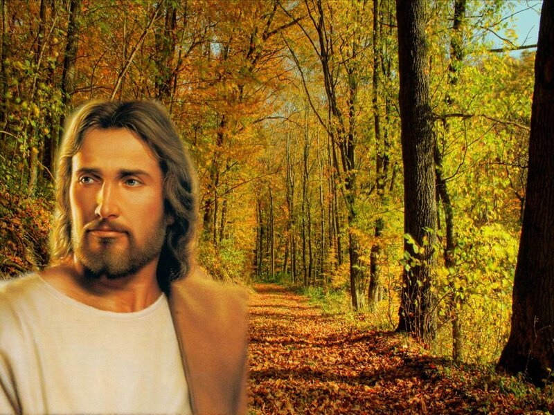 Jesus in Autumn Forest