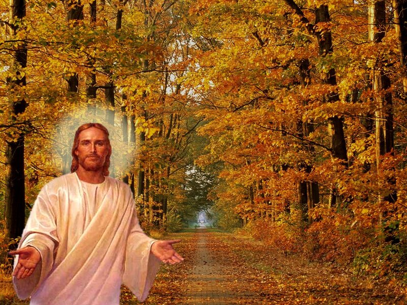 Jesus in Autumn Forest — Yellow
