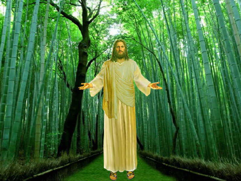 Jesus in Bamboo Forest