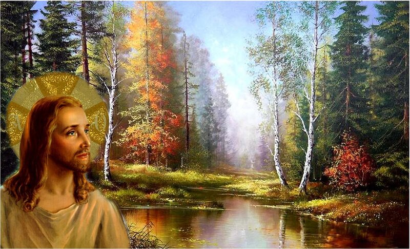 Jesus in Forest Scene