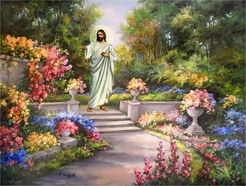 Jesus in Garden — Green