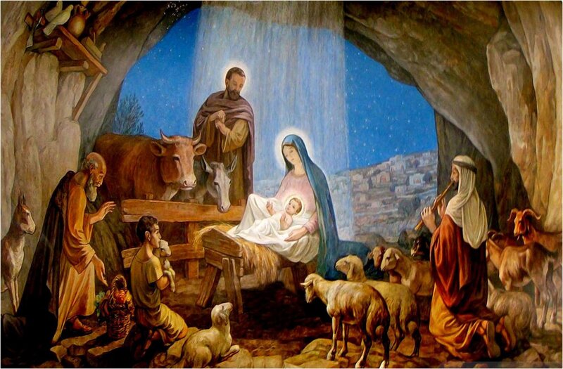 Jesus in Manger — Blue, Serene