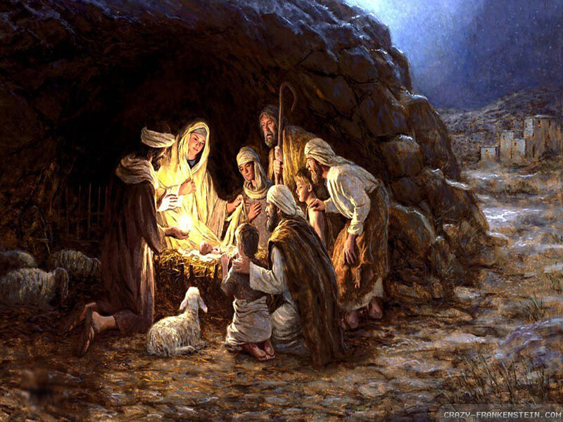 Jesus in Manger — Brown, Dramatic