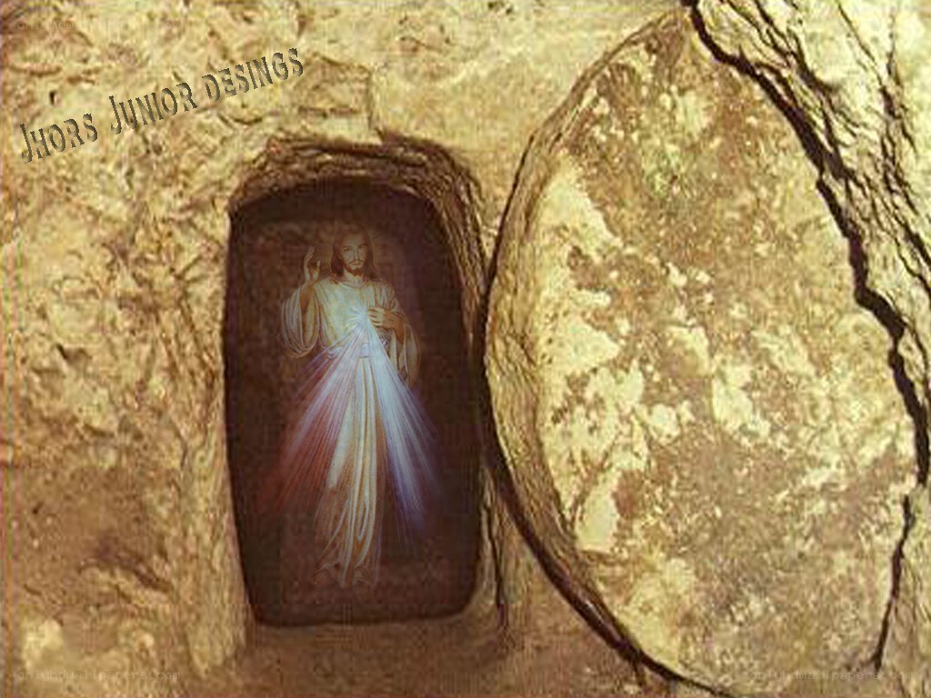 Jesus in the empty tomb