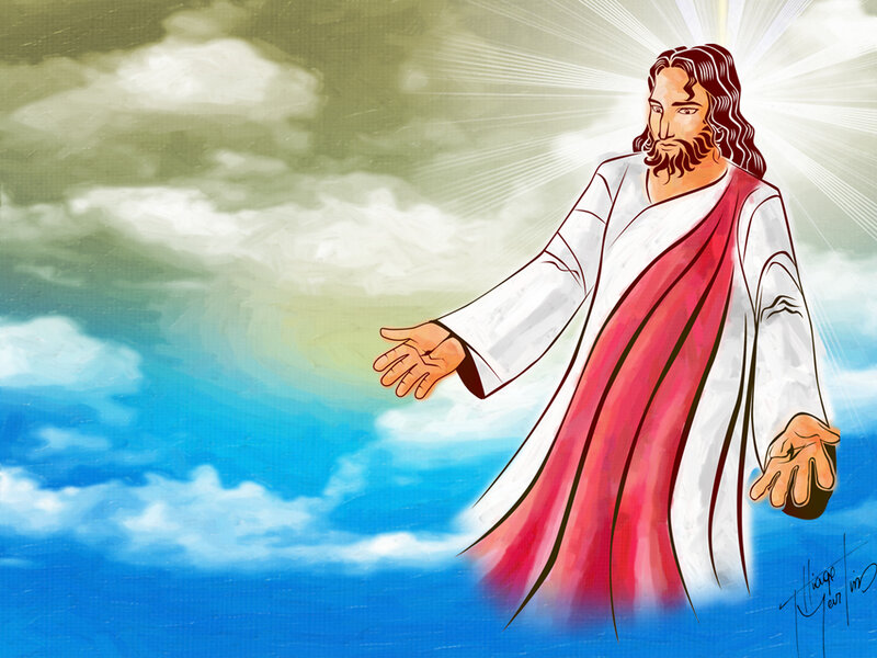 Jesus in White and Red Robe