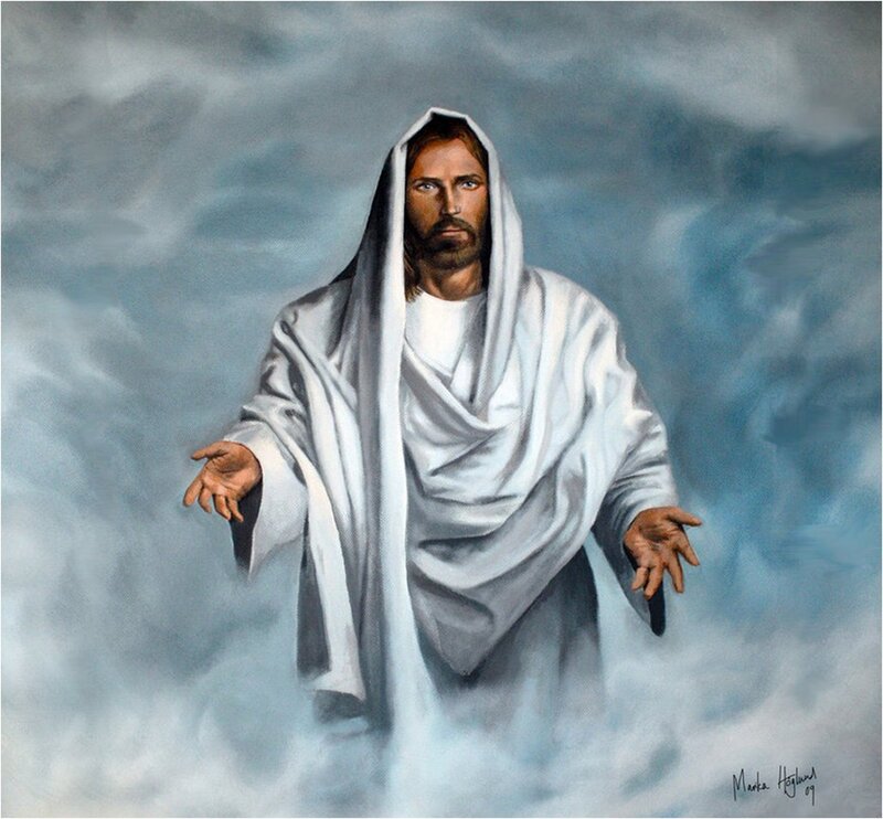 Jesus in White Robe — Dramatic, Painting