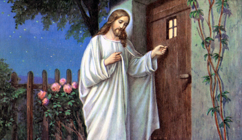 Jesus Knocking on Door — White