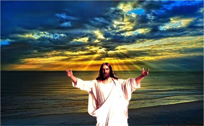 Jesus on a Beach — Blue