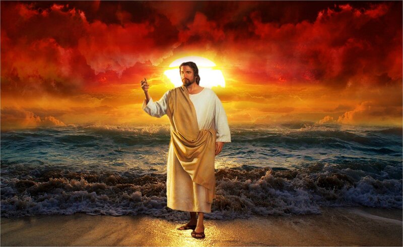 Jesus on a Beach — Red