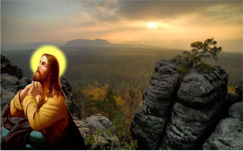 Jesus on a Cliff — Yellow