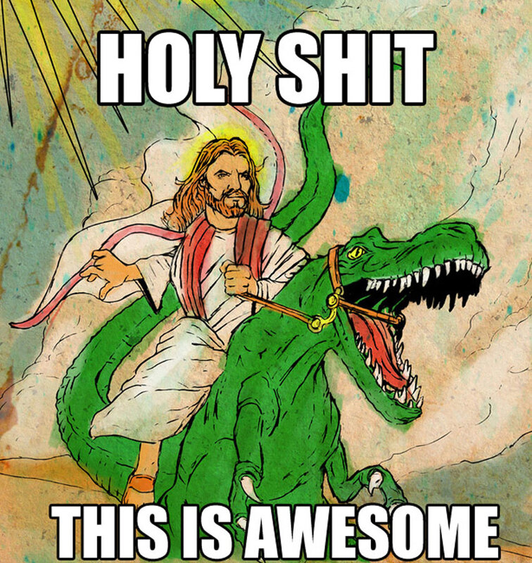 Jesus on a dinosaur