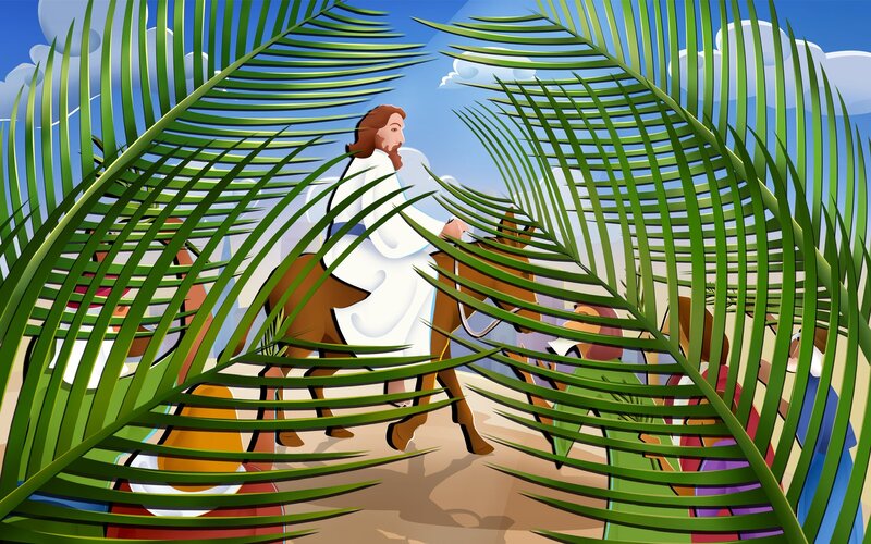 Jesus on a Donkey — Green, Celebratory