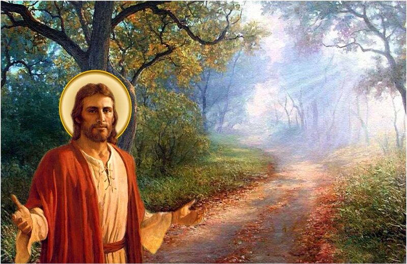 Jesus on a Forest Path
