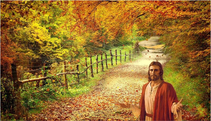 Jesus on a Leafy Path