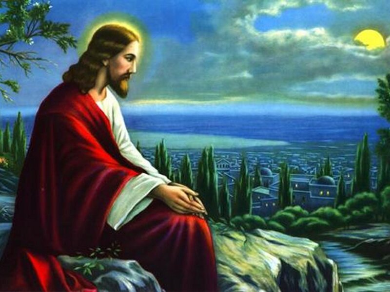Jesus on a Rock — Red, Serene