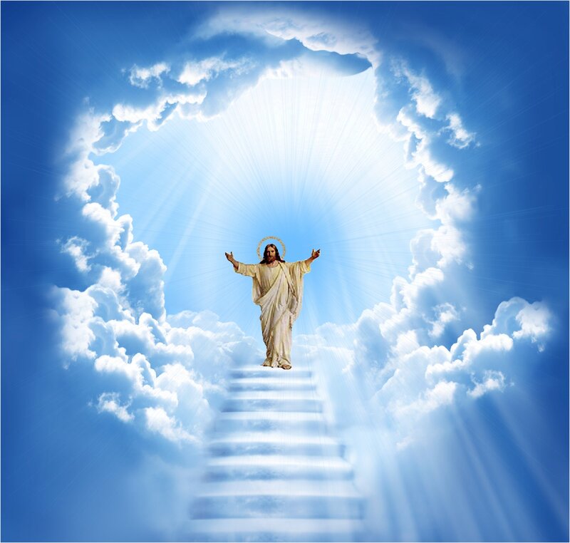 Jesus on Clouds — Blue, Serene