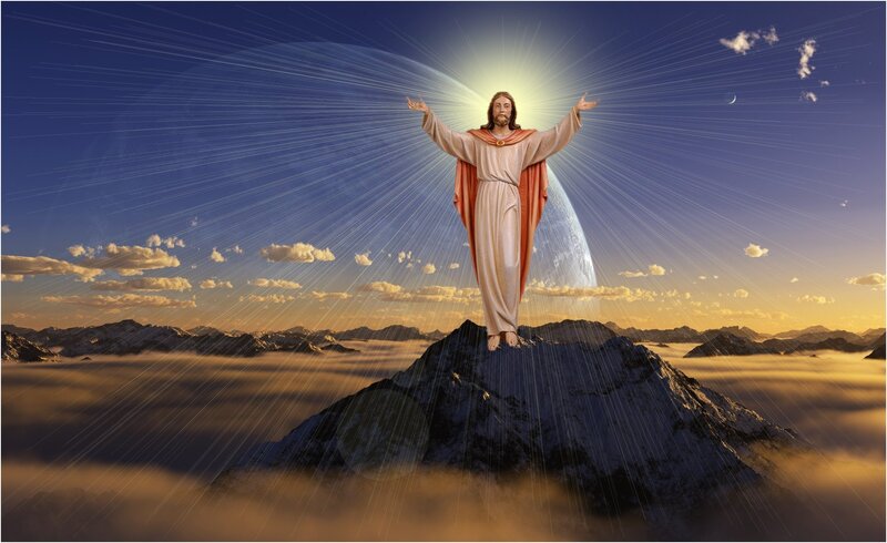 Jesus on Mountain Peak