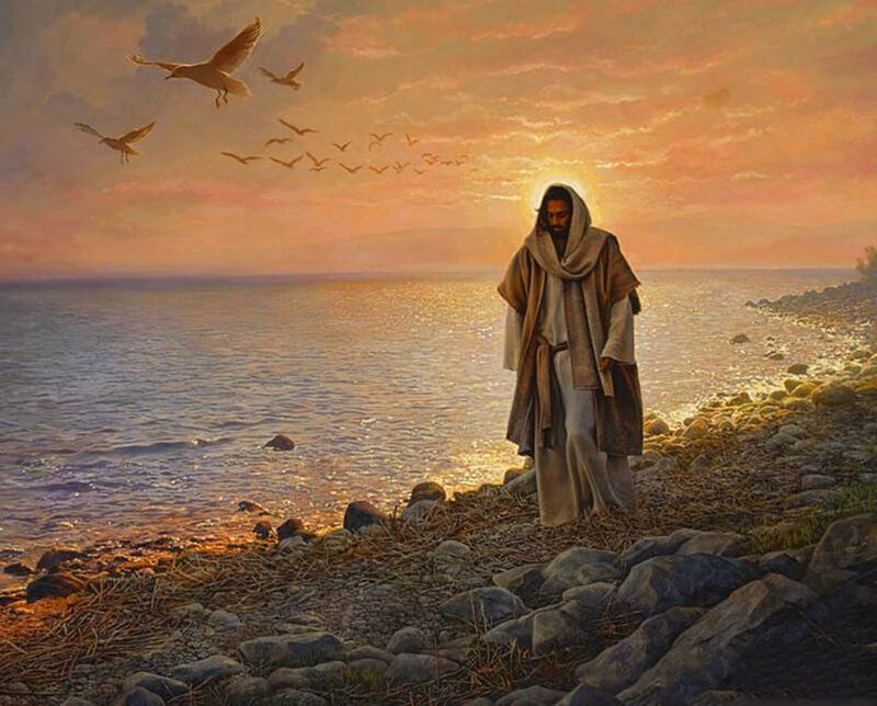 Jesus on Rocky Shore