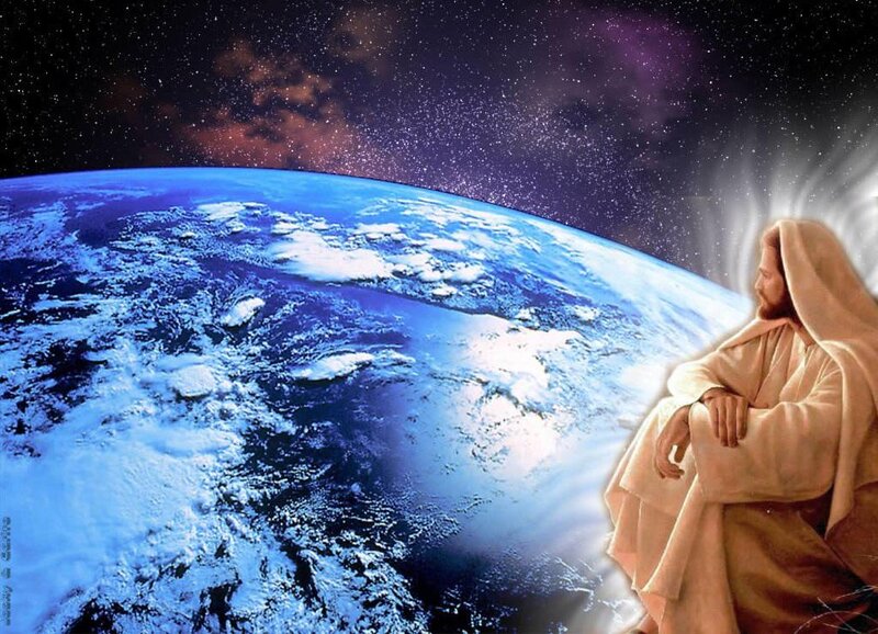 Jesus Overlooking Earth — Blue