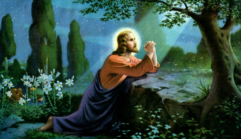 Jesus Praying in Garden — Blue