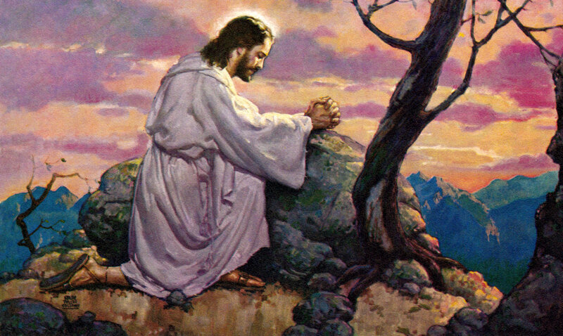 Jesus Praying on a Hill — Purple