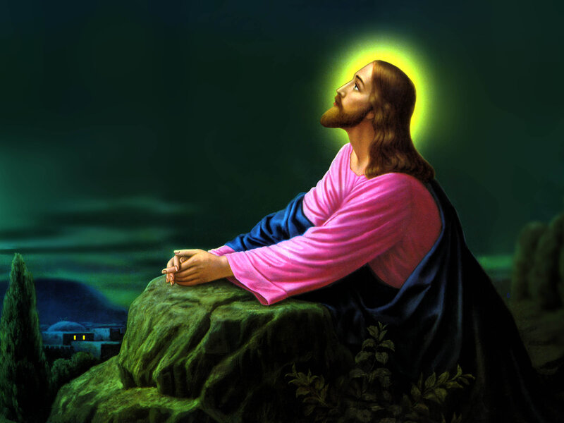 Jesus Praying on a Rock — Green