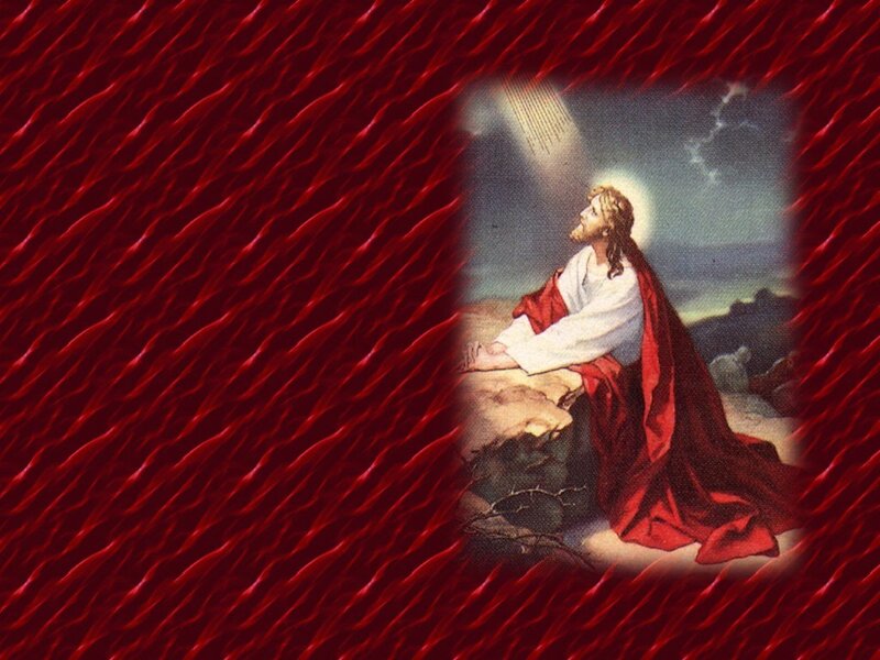 Jesus Praying on a Rock — Red