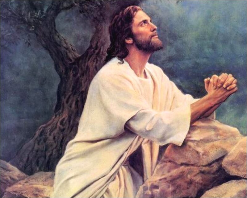 Jesus Praying on a Rock — White, Serene