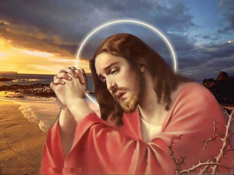 Jesus Praying on Beach