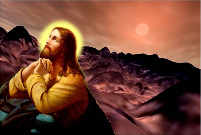 Jesus Praying on Mountain