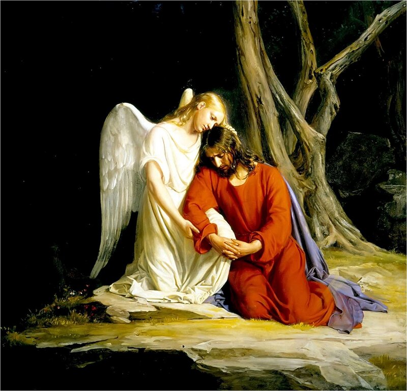 Jesus Praying with Angel