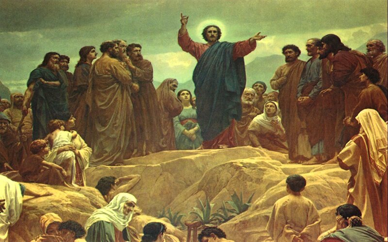 Jesus Preaching to Crowd
