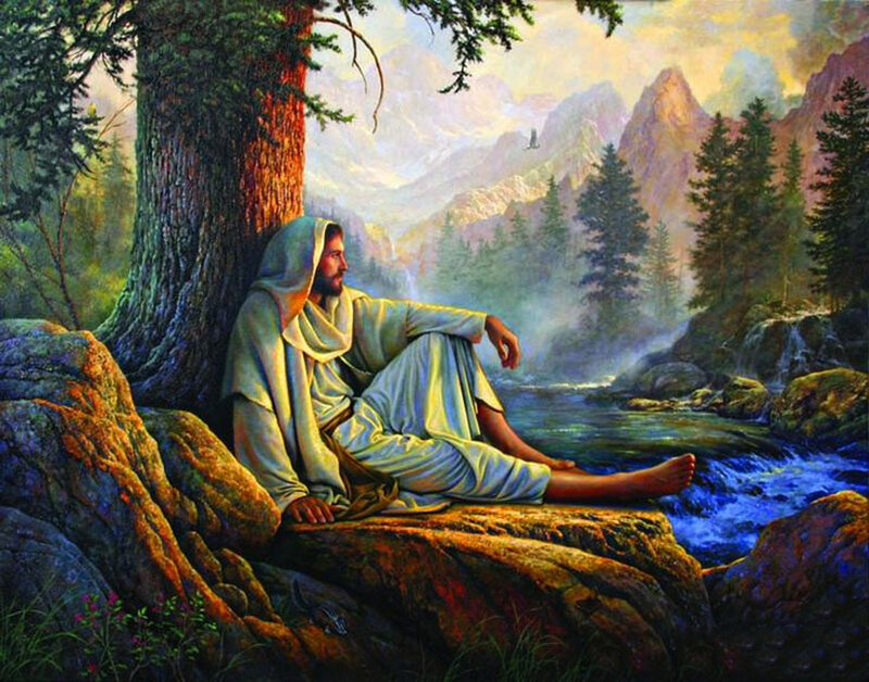 Jesus Sitting by River