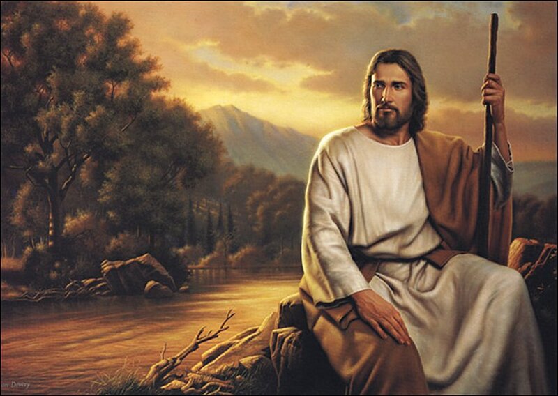 Jesus Sitting on a Rock — Brown