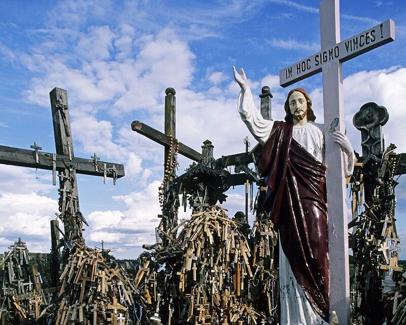 Jesus statue at a cross site