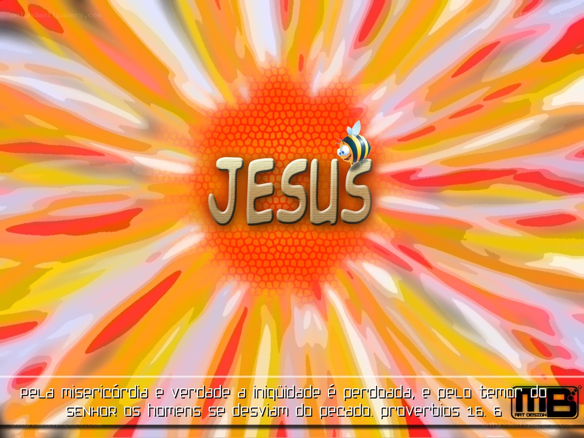 Jesus text with bee and sunburst