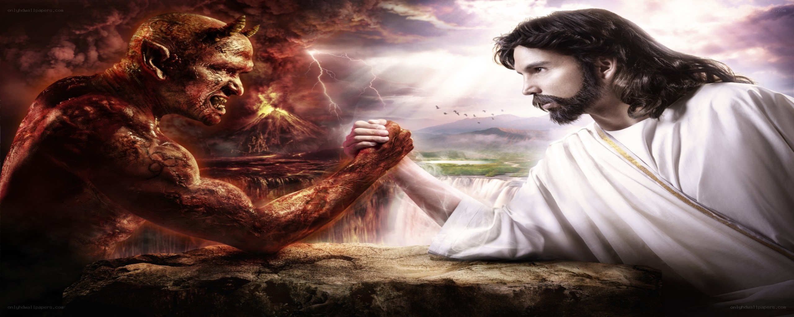 Jesus vs. the Devil Arm Wrestling