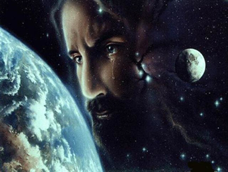 Jesus weeping over Earth