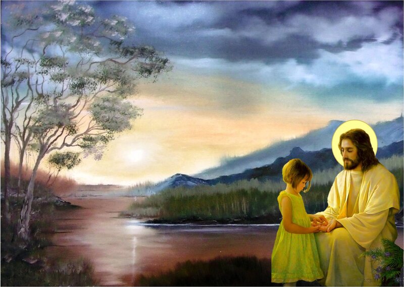 Jesus with a Child — Yellow, Serene