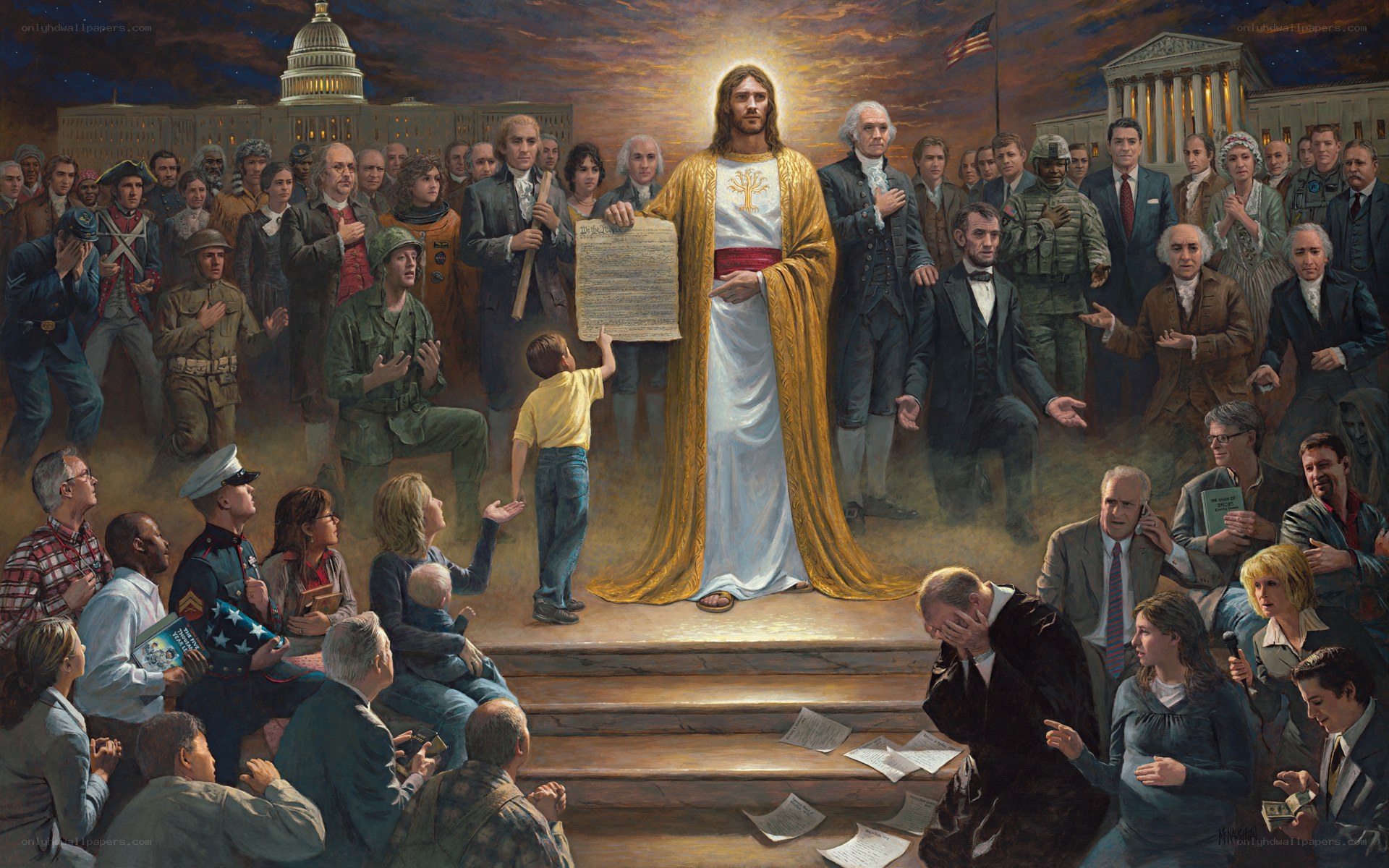 Jesus with American figures