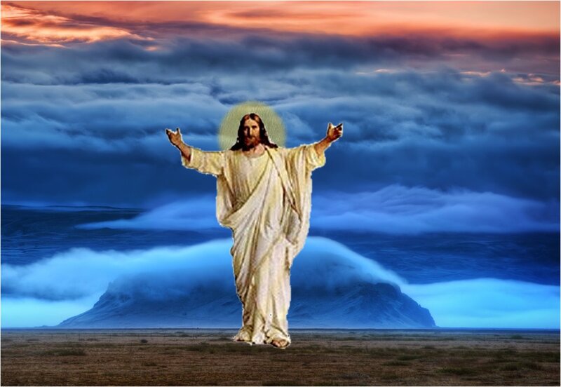 Jesus with Arms Outstretched — Blue
