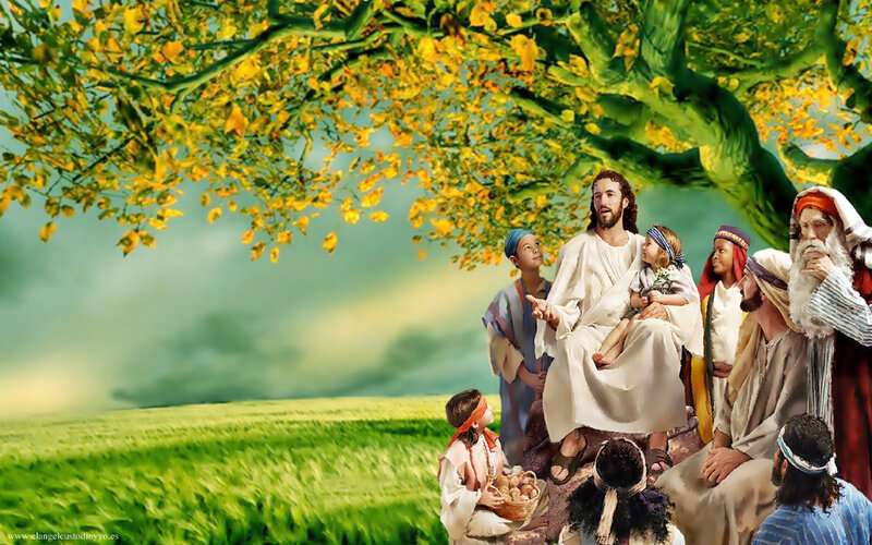 Jesus with Children and Disciples — Green