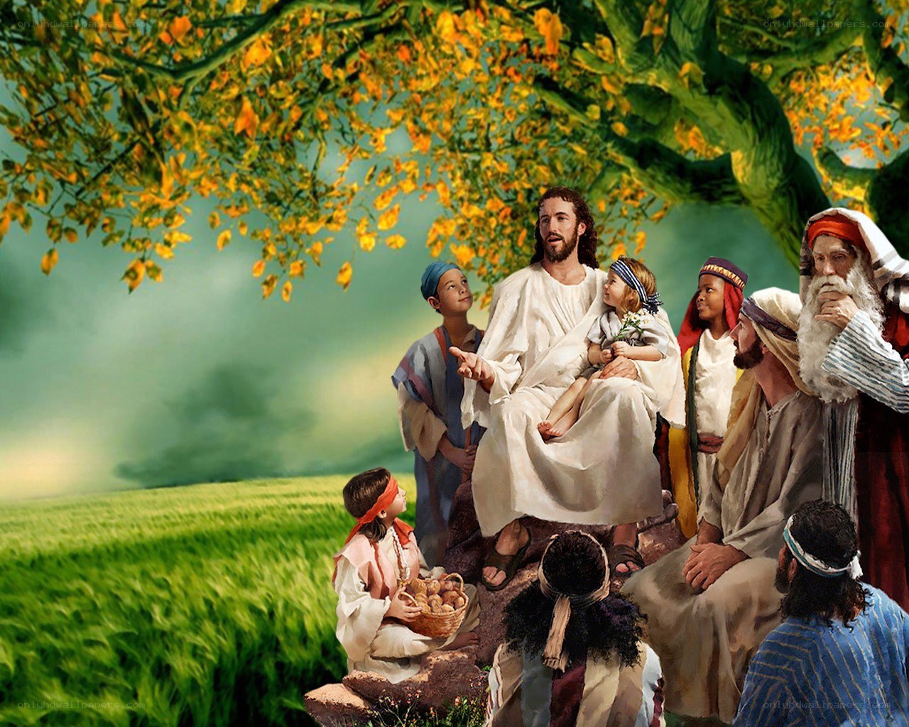 Jesus with children and disciples