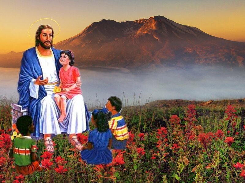 Jesus with Children — Blue