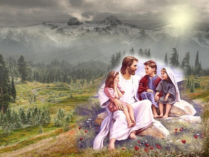 Jesus with Children — Green