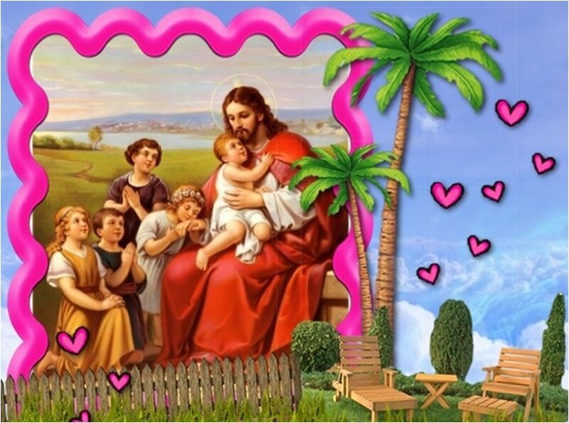 Jesus with Children — Pink