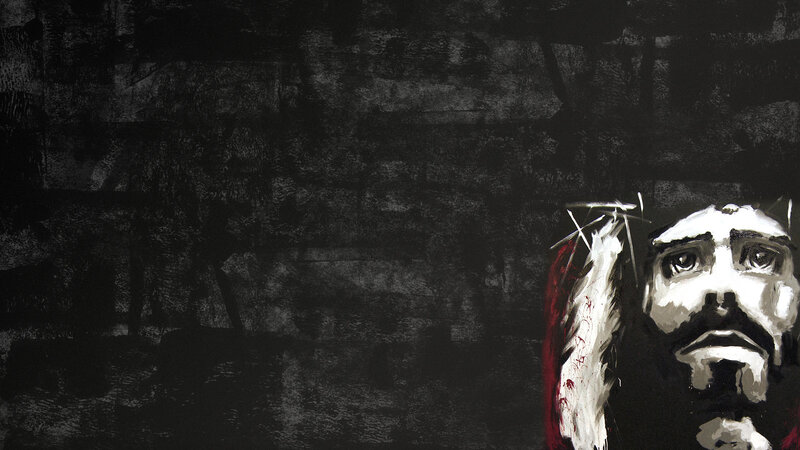 Jesus with Crown of Thorns — Black, Dramatic, Painting